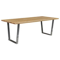 ESSTISCH Eiche massiv rechteckig Silberfarben, Eichefarben  - Eichefarben/Silberfarben, MODERN, Holz/Metall (200/100/76cm) - Boxxx