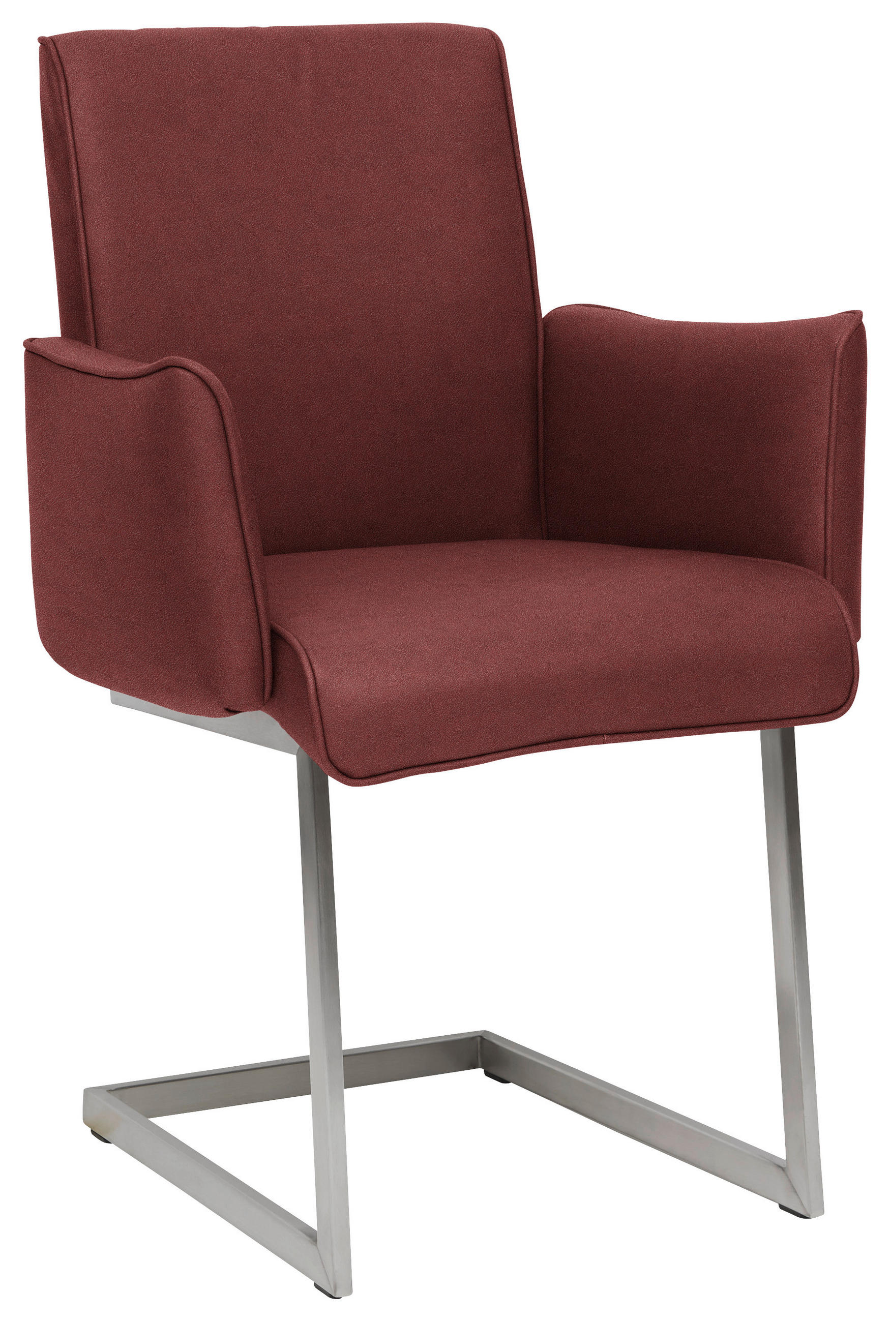 ARMLEHNSTUHL  in Stahl Mikrofaser  - Edelstahlfarben/Bordeaux, Design, Holzwerkstoff/Textil (63/91/60cm) - Dieter Knoll