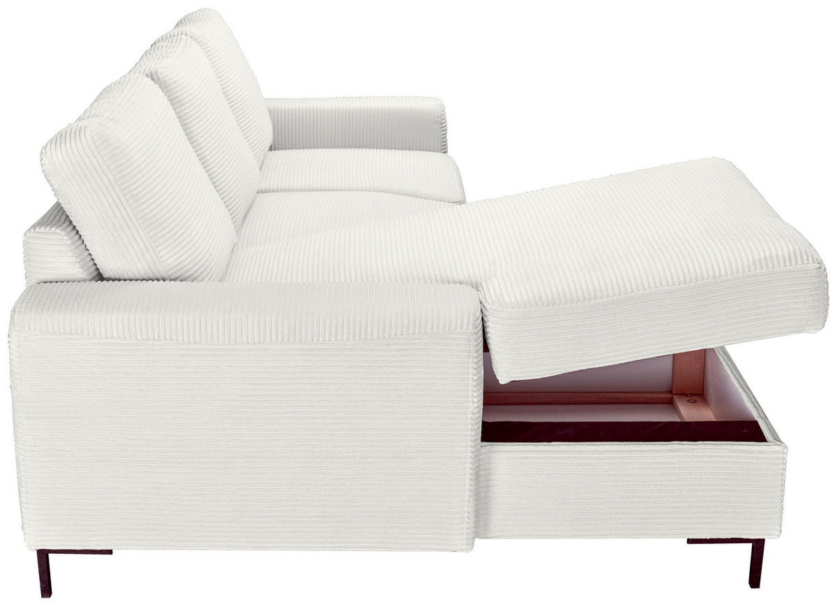 ECKSOFA Creme Cord  - Creme/Schwarz, KONVENTIONELL, Textil/Metall (150/240cm) - Carryhome