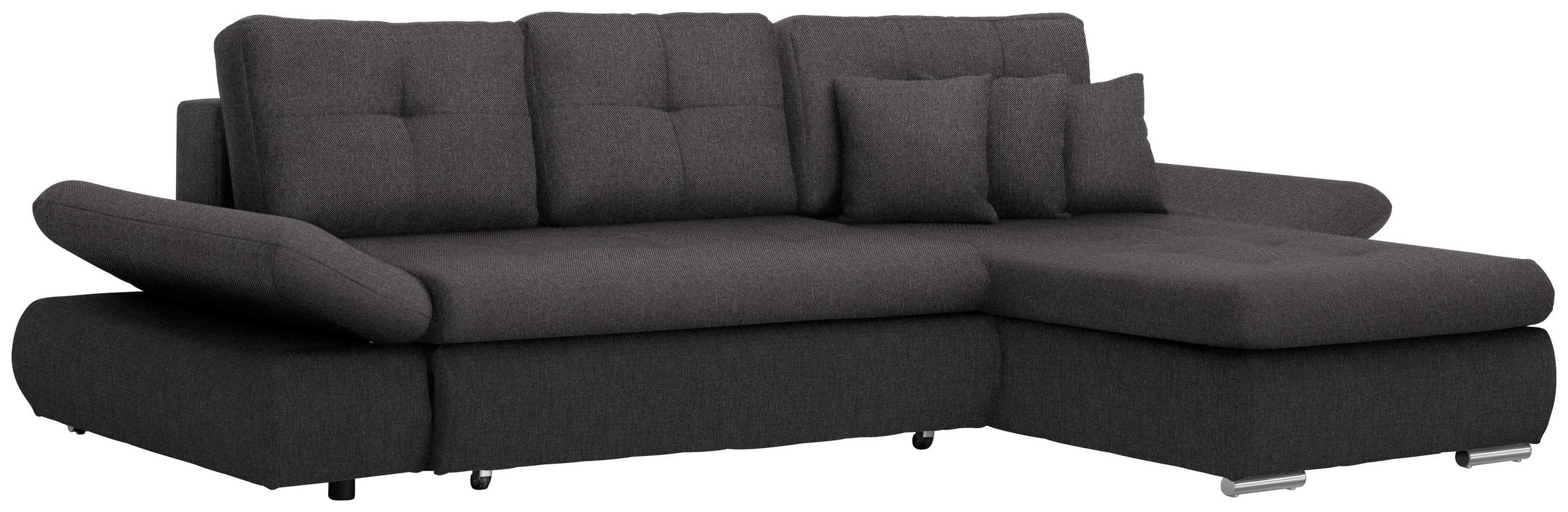 ECKSOFA Anthrazit, Dunkelgrau Webstoff  - Chromfarben/Dunkelgrau, Design, Kunststoff/Textil (302/187cm) - Carryhome