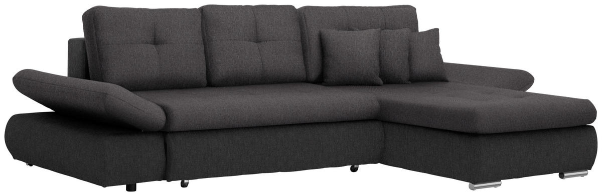 ECKSOFA in Webstoff Anthrazit, Dunkelgrau  - Chromfarben/Dunkelgrau, Design, Kunststoff/Textil (302/187cm) - Carryhome