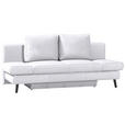 SCHLAFSOFA  in Echtleder Weiß  - Schwarz/Weiß, Design, Leder/Metall (200/85/90cm) - Novel