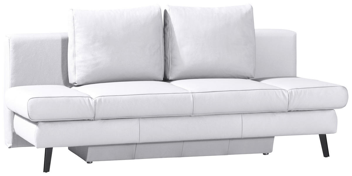 SCHLAFSOFA in Echtleder Weiss  - Weiss/Schwarz, Design, Leder/Metall (200/85/90cm) - Novel