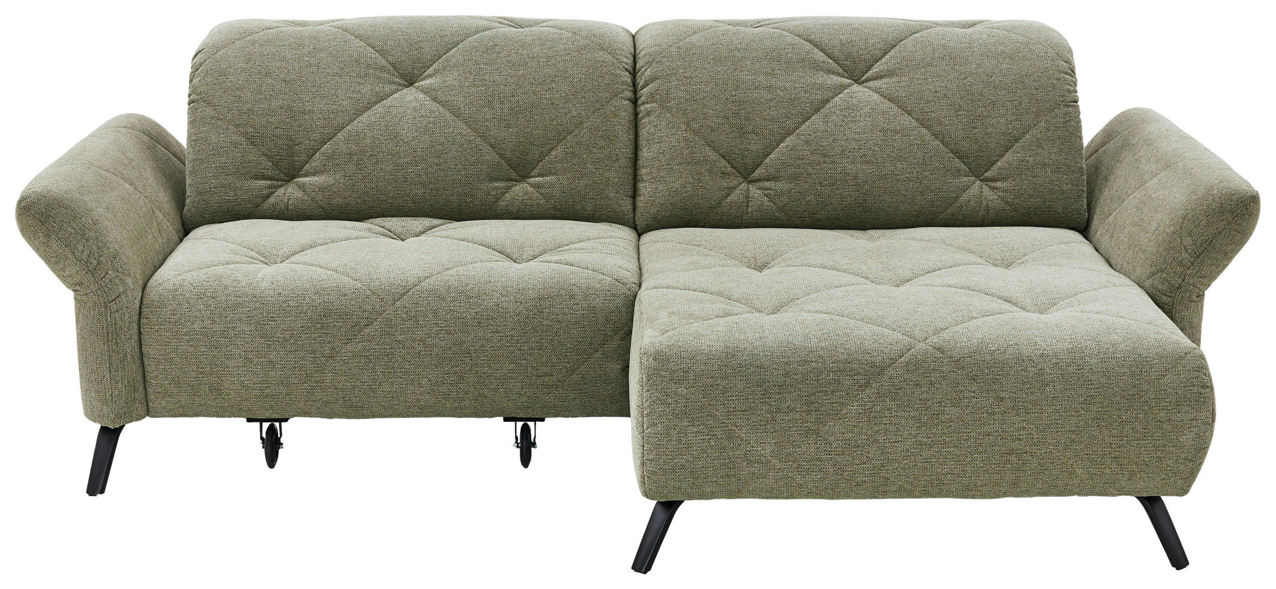 ECKSOFA in Webstoff Grün  - Schwarz/Grün, Design, Textil/Metall (244/173cm) - Moderano