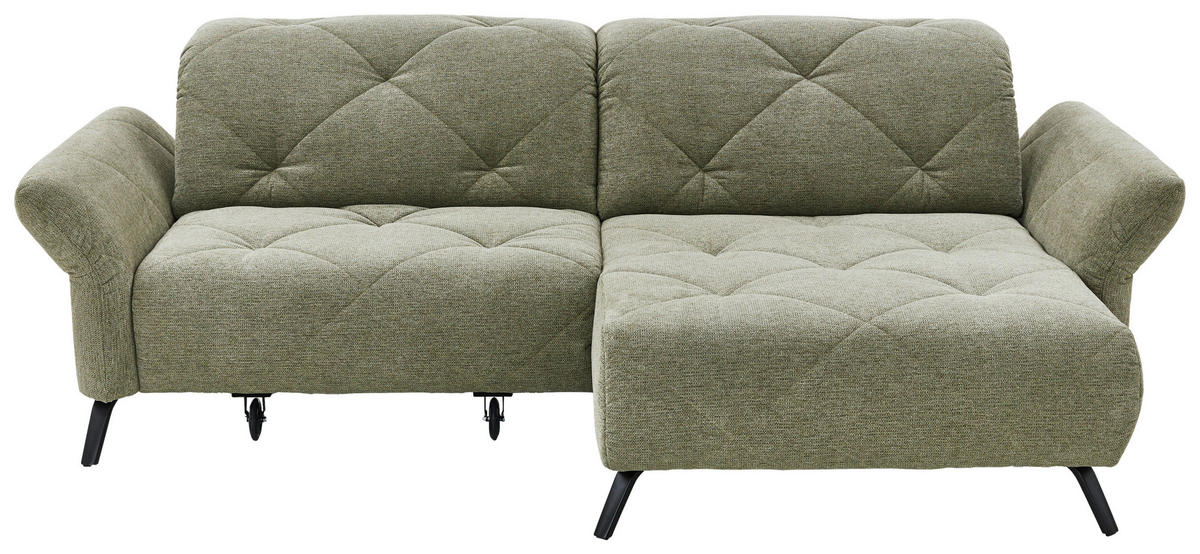 ECKSOFA in Webstoff Grün  - Schwarz/Grün, Design, Textil/Metall (244/173cm) - Moderano