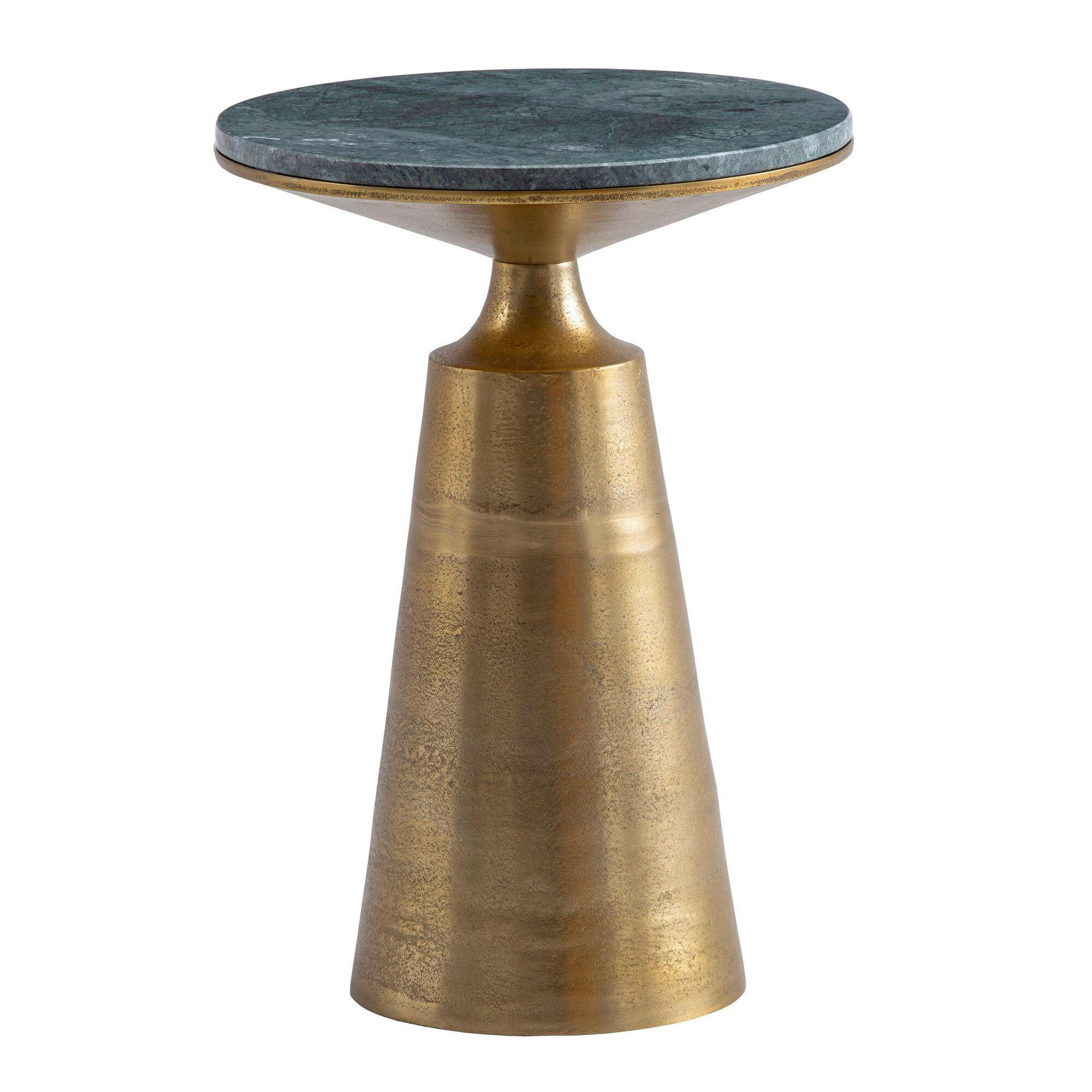 SIDOBORD i sten 40/40/56,5 cm  - grön/guldfärgad, Design, metall/sten (40/40/56,5cm) - Livetastic