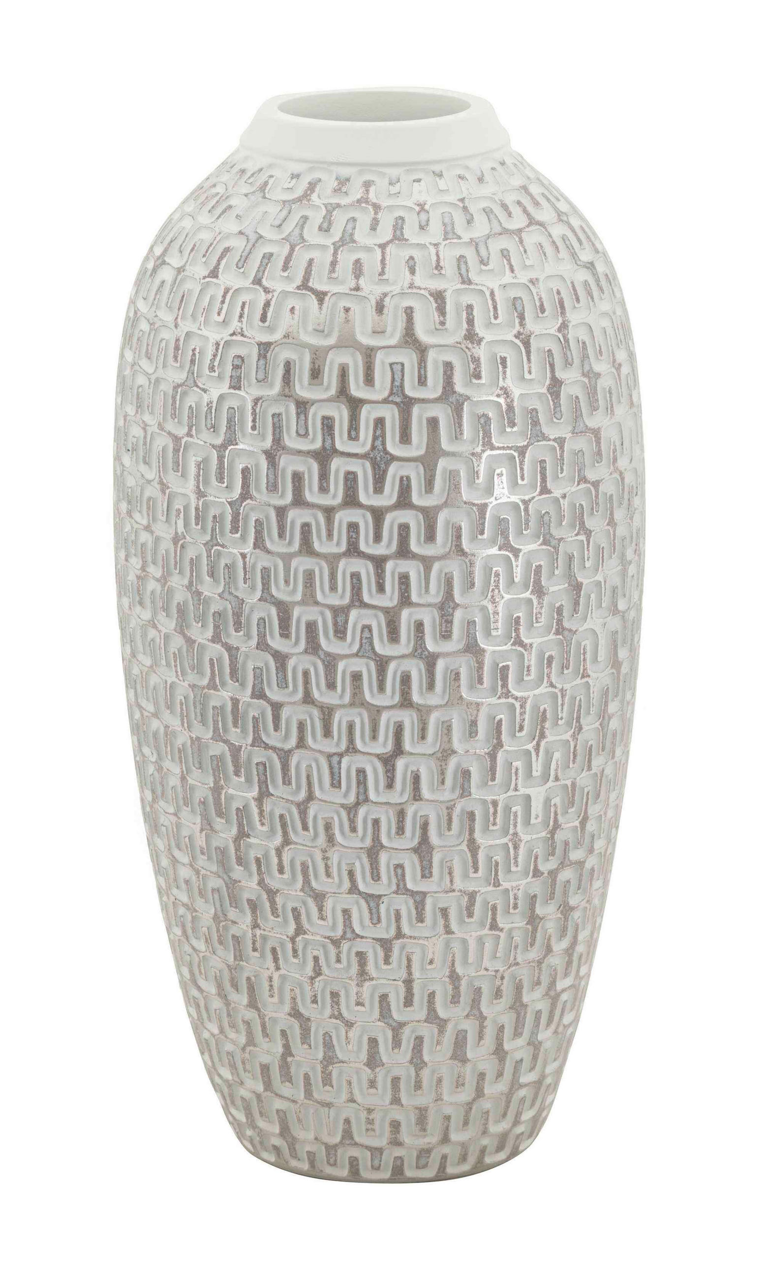 Mauro Ferretti Vase Weiß, Gold 21x43x21 cm