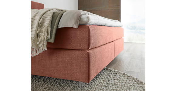 BOXSPRINGBETT 200/200 cm,  in Lachsfarben, Topper, Matratzen, H3 + H3 = fest  - Schwarz/Lachsfarben, Design, Kunststoff/Textil (200/200cm) - Dieter Knoll