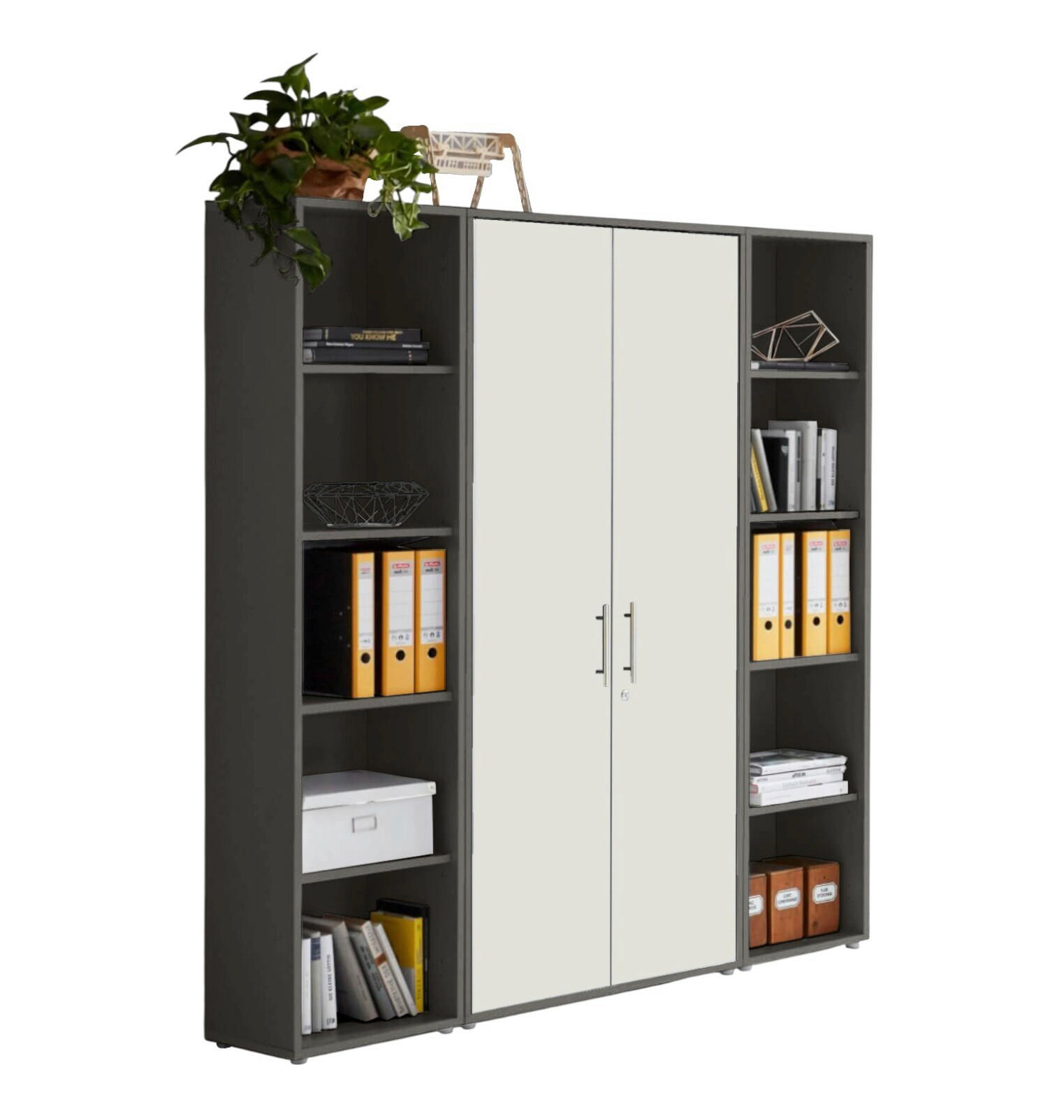 AKTENSCHRANK 172,6/185,6/33 cm  - Anthrazit/Weiß, MODERN, Holzwerkstoff (172,6/185,6/33cm) - MID.YOU