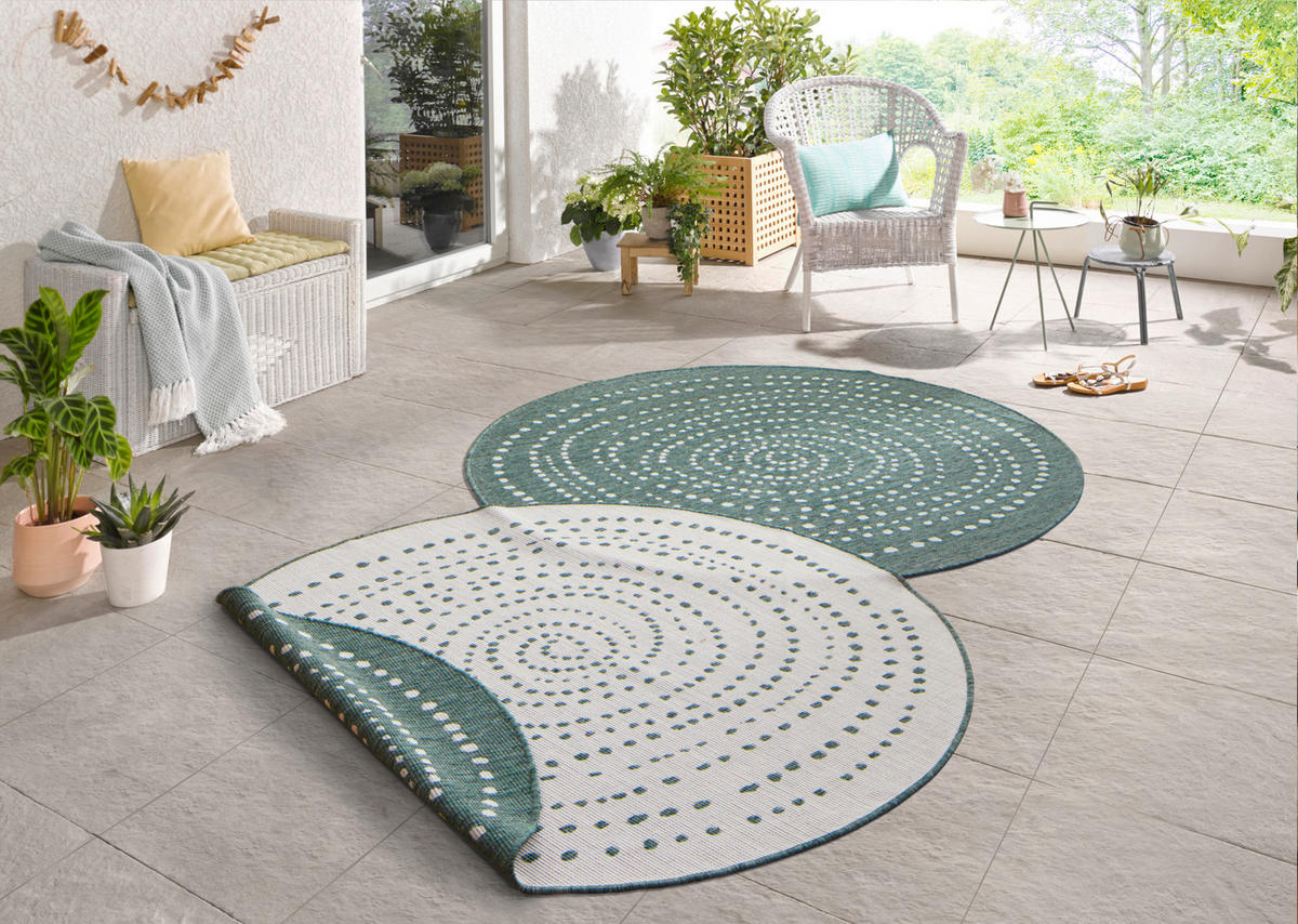 OUTDOORTEPPICH 200 cm Twin Creme, Grün  - Creme/Grün, Design, Kunststoff (200cm)