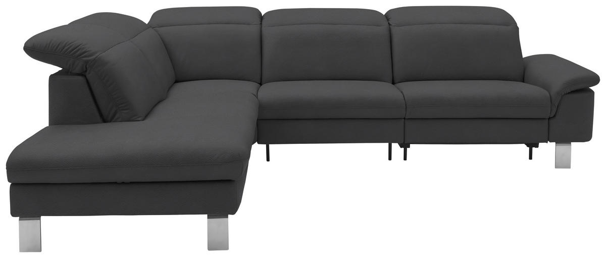 ECKSOFA in Echtleder Grau  233/309 cm  - Edelstahlfarben/Grau, Design, Leder/Metall (233/309cm) - Dieter Knoll