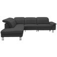 ECKSOFA  in Echtleder Grau  233/309 cm  - Edelstahlfarben/Grau, Design, Leder/Metall (233/309cm) - Dieter Knoll