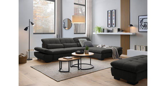 ECKSOFA  in Flachgewebe Dunkelgrau  341/204 cm  - Dunkelgrau/Schwarz, Design, Textil/Metall (341/204cm) - Xora