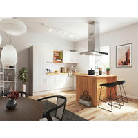 HÖRNKÖK 280/172 cm  i vit, lärkfärgad  - stålfärgad/vit, Lifestyle, metall/trämaterial (280/172cm) - Respekta