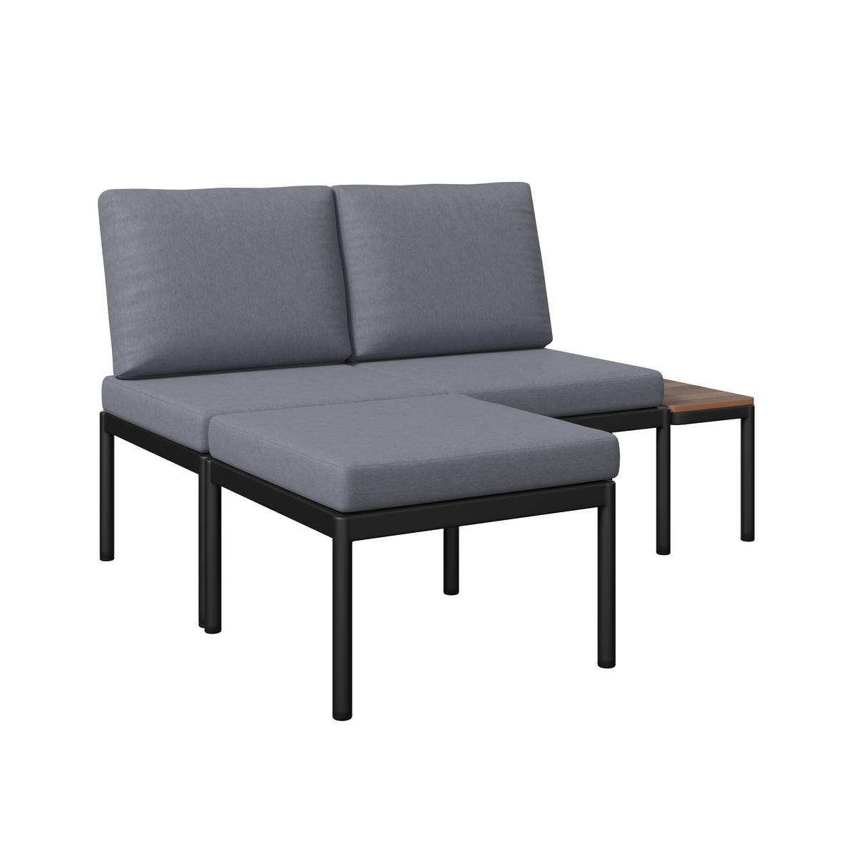 LOUNGEGARNITUR Aluminium  - Dunkelgrau/Naturfarben, MODERN, Kunststoff/Textil (134/70/68cm) - Ambia Garden