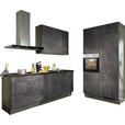 ECKKÜCHE 220/120 cm  in Graphitfarben, Schwarz, Dunkelgrau  - Dunkelgrau/Schwarz, Design, Holzwerkstoff/Metall (220/120cm) - Xora