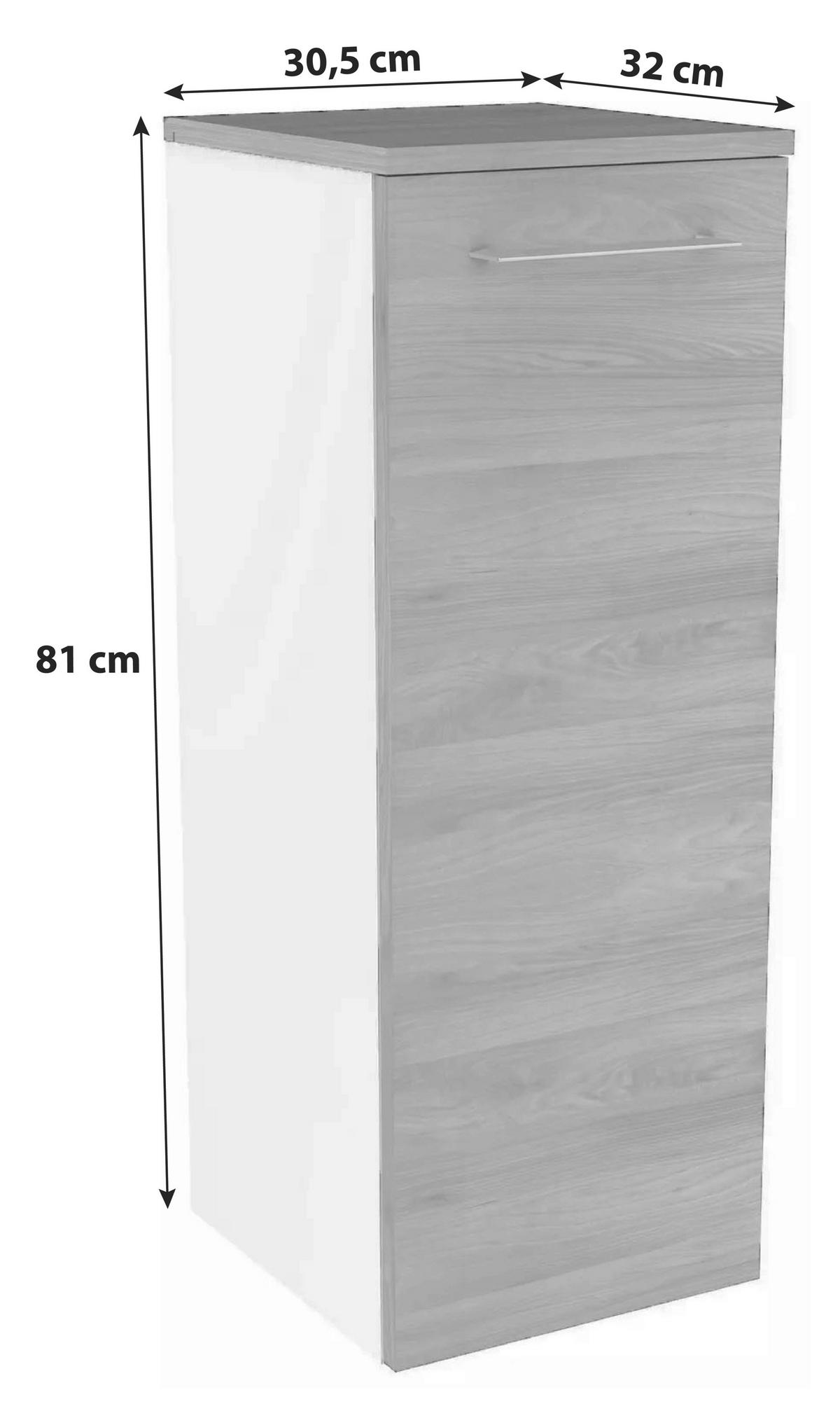 UNTERSCHRANK 30,5/81/32 cm   - Chromfarben/Eschefarben, MODERN, Glas/Holzwerkstoff (30,5/81/32cm) - MID.YOU
