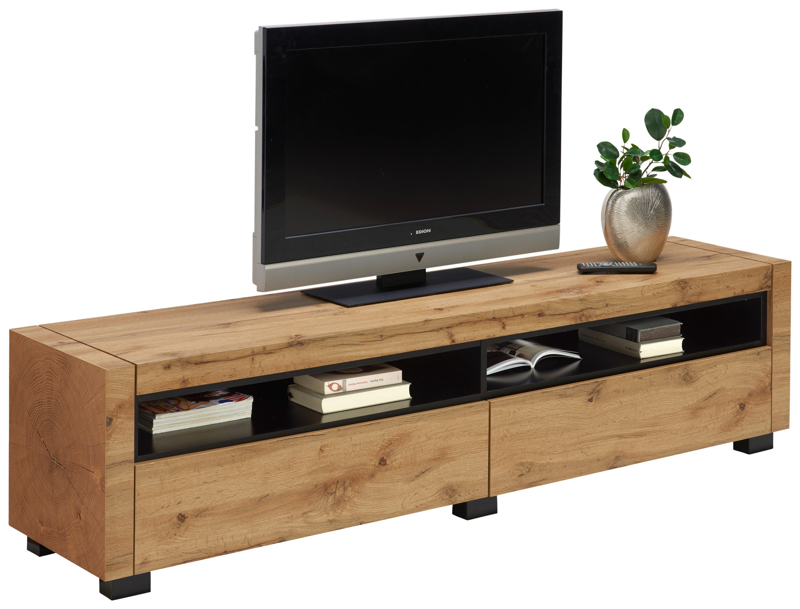 LOWBOARD  in 180/46/40 cm  - Eichefarben/Schwarz, Design, Holzwerkstoff (180/46/40cm) - Xora