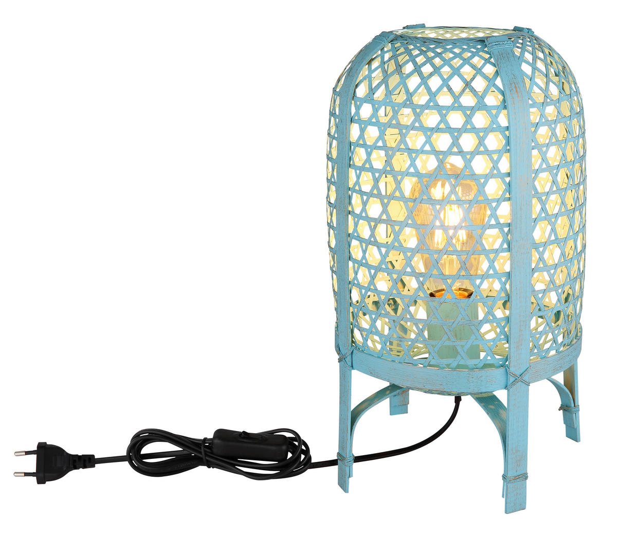 TISCHLEUCHTE - Blau, Natur, Naturmaterialien/Metall (22/37cm) - Globo