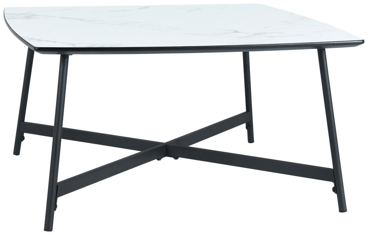 COUCHTISCH rechteckig Weiß  - Schwarz/Weiß, Design, Holzwerkstoff/Metall (80/60/42cm) - MID.YOU