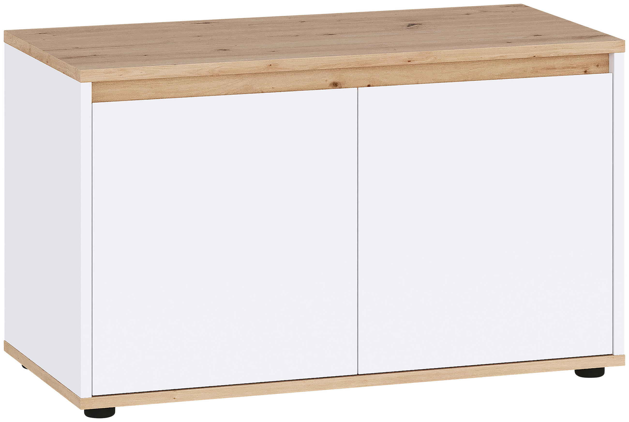 Carryhome Garderobenbank Malea Weiß, Eiche Artisan 83.4x50x41.2 cm