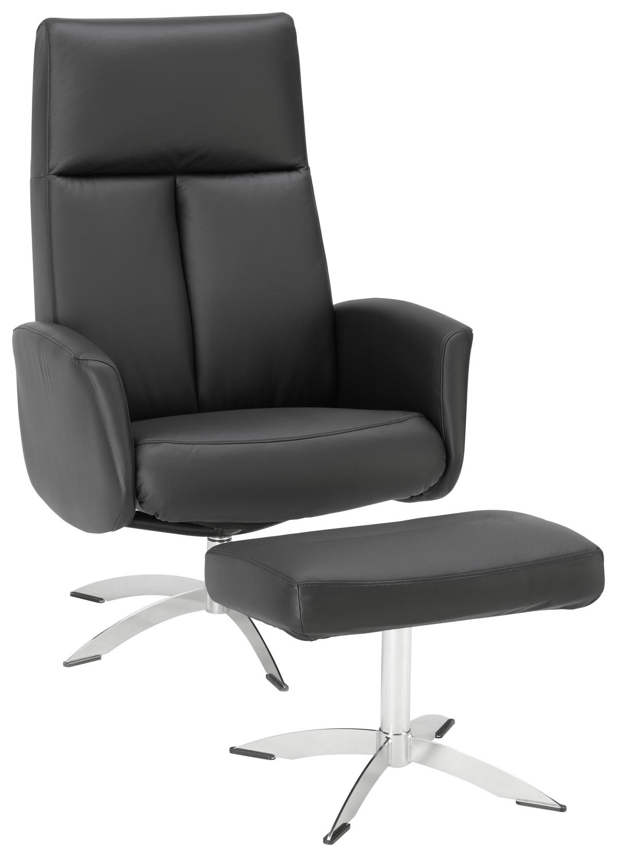 RELAXAČNÍ KŘESLO, kůže, černá - černá, Design, kov/kůže (71/105/75cm) - Welnova