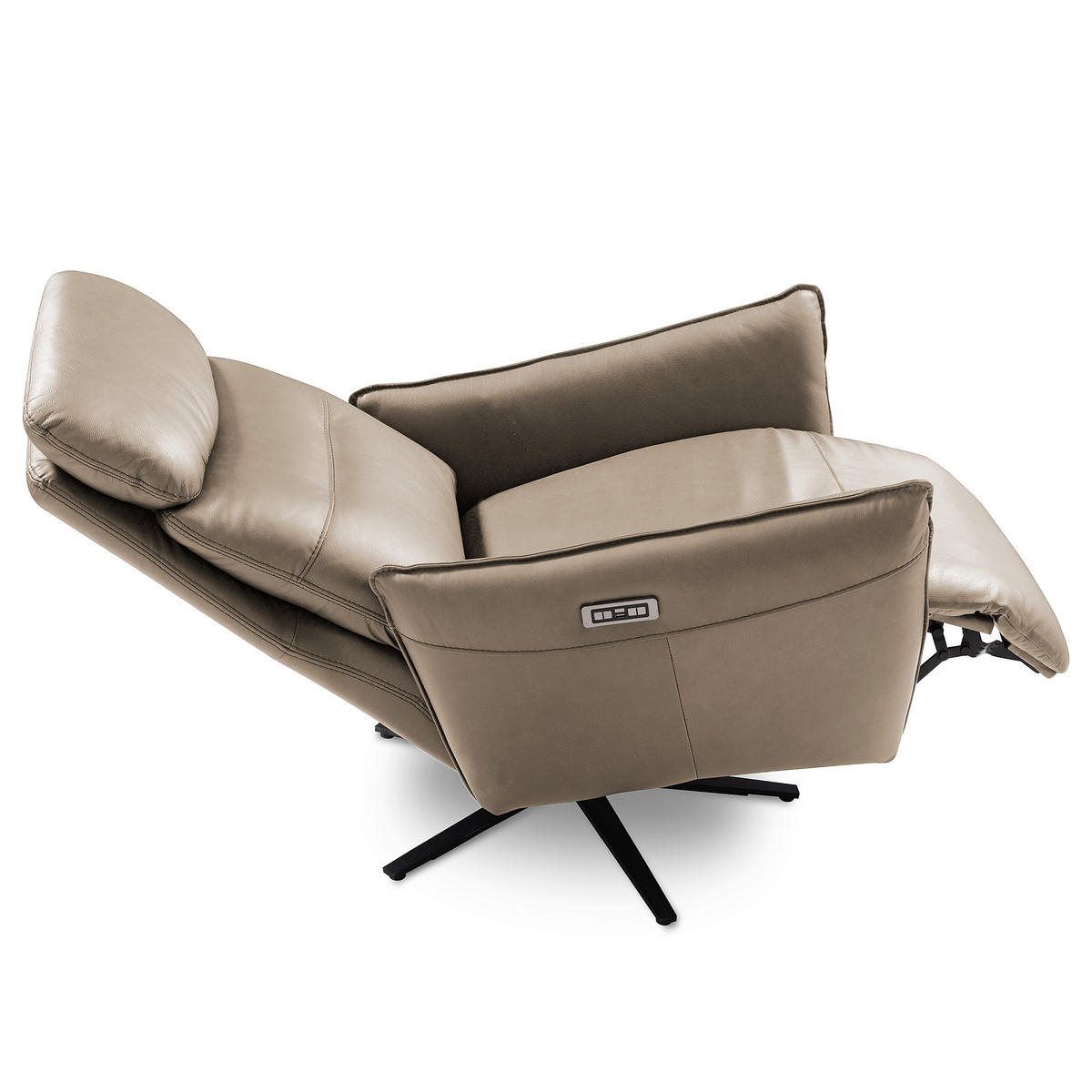 RELAXSESSEL in Leder Hellgrau  - Hellgrau/Schwarz, Design, Leder/Metall (77/107/88cm) - Livetastic