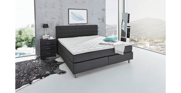 BOXSPRINGBETT 180/200 cm  in Anthrazit  - Anthrazit/Alufarben, KONVENTIONELL, Textil/Metall (180/200cm) - Carryhome