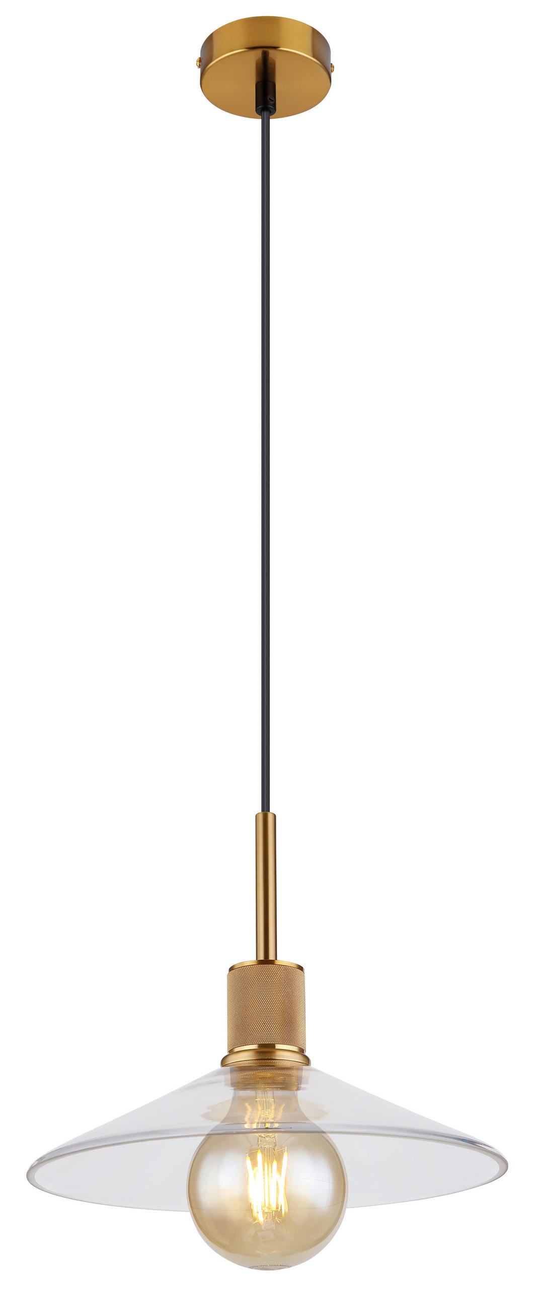 HÄNGELEUCHTE 28/120 cm    - Klar/Messingfarben, Design, Glas/Metall (28/120cm) - Globo