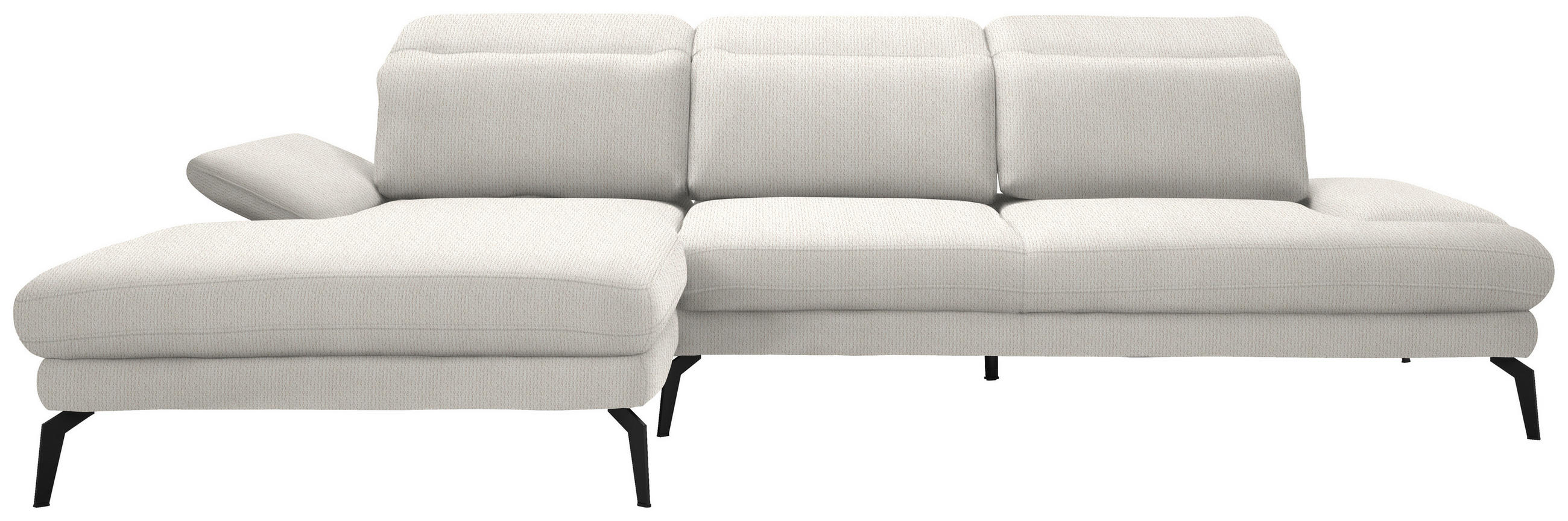 ECKSOFA in Webstoff Creme  - Creme/Schwarz, Design, Textil/Metall (180/289cm) - Stylife