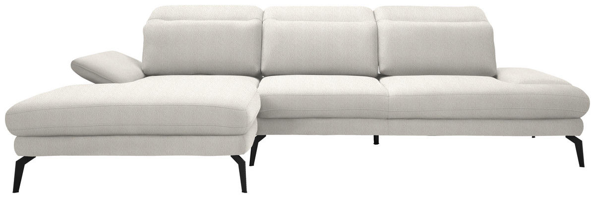 ECKSOFA in Webstoff Creme  - Creme/Schwarz, Design, Textil/Metall (180/289cm) - Stylife