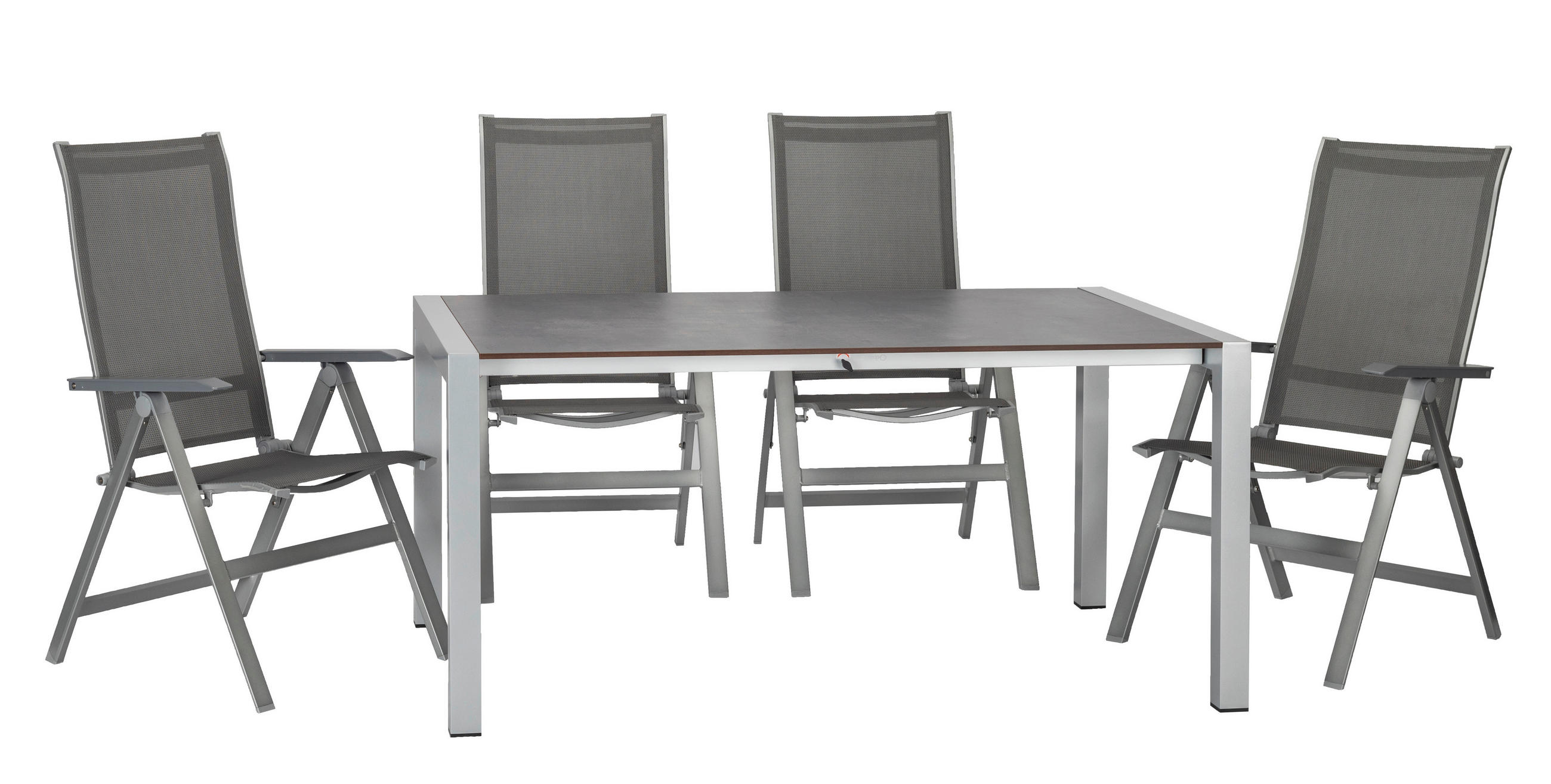 GARTENSET beschichtet Aluminium  - Platinfarben/Anthrazit, Basics, Textil/Metall (160+60/98/74cm) - Acamp
