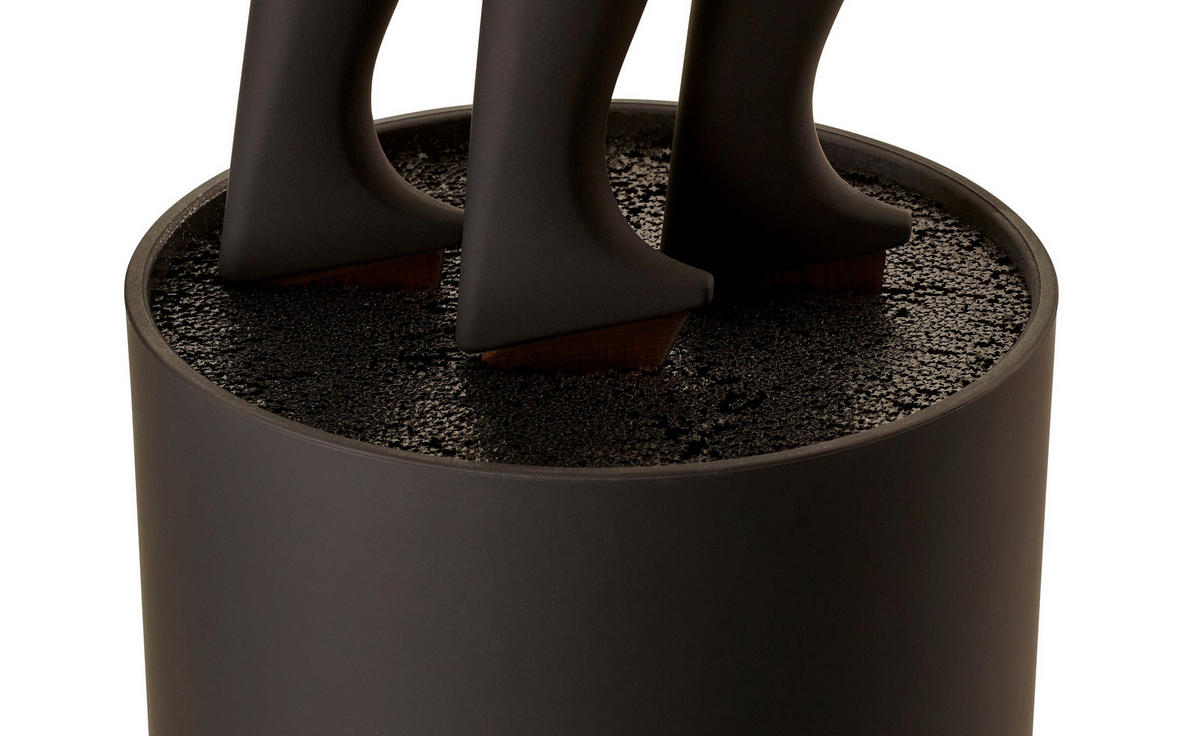 MESSERBLOCK 4-teilig  - Schwarz/Bronzefarben, Basics, Kunststoff (11/22cm) - Echtwerk