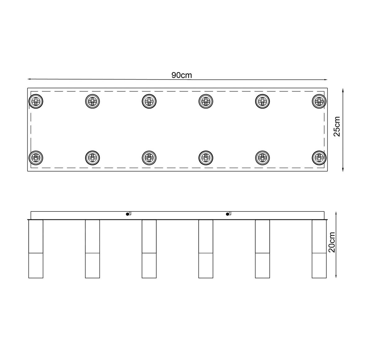 DECKENLEUCHTE 90/25/20 cm   - Schwarz, Design, Metall (90/25/20cm) - Collet's Monde
