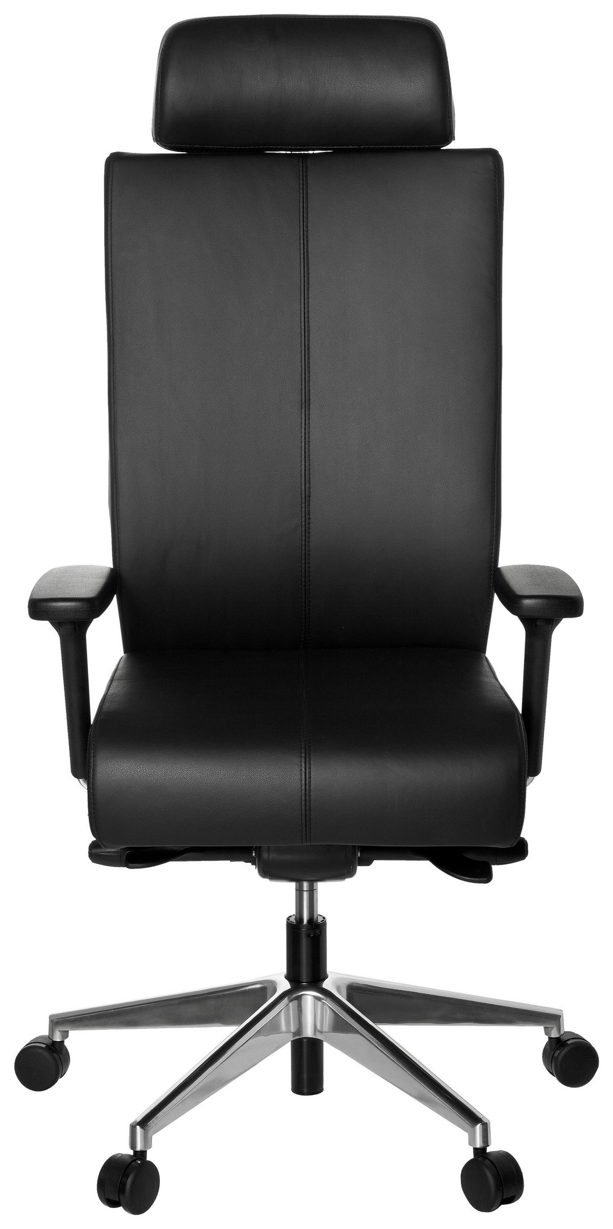 DREHSTUHL Lederlook Schwarz  - Silberfarben/Schwarz, MODERN, Leder/Kunststoff (59/138/49cm) - MID.YOU