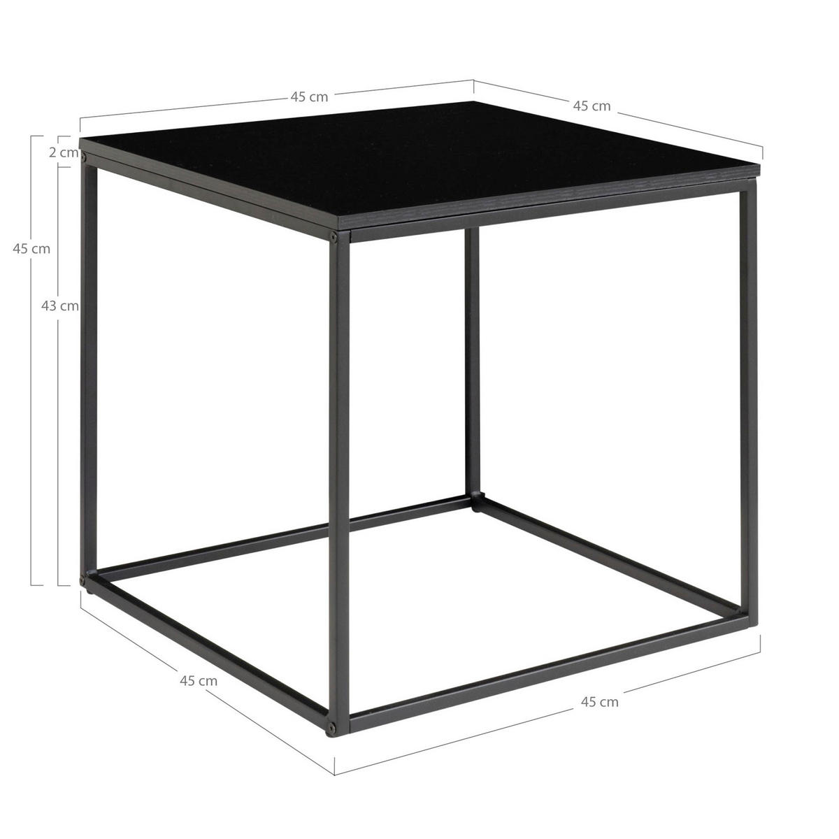BEISTELLTISCH in Holzwerkstoff 45/45/45 cm  - Schwarz, Basics, Holzwerkstoff/Metall (45/45/45cm)