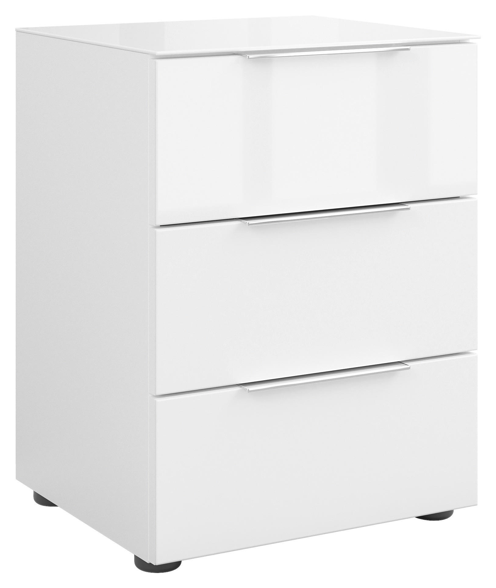 NACHTSCHRANK 45/60/40 cm  - Chromfarben/Weiß Hochglanz, Basics, Glas/Holzwerkstoff (45/60/40cm)