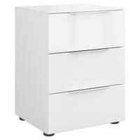 NACHTSCHRANK 45/60/40 cm  - Chromfarben/Weiß Hochglanz, Basics, Glas/Holzwerkstoff (45/60/40cm)