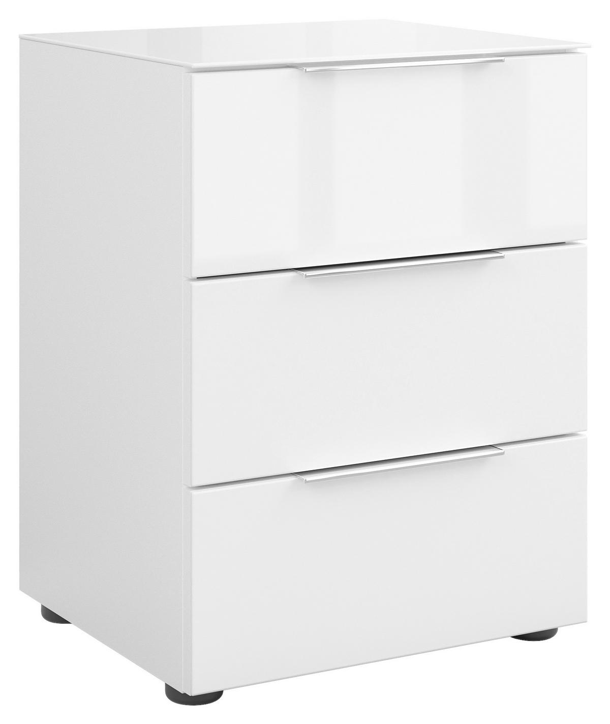 NACHTSCHRANK 45/60/40 cm  - Chromfarben/Weiß Hochglanz, Basics, Glas/Holzwerkstoff (45/60/40cm)