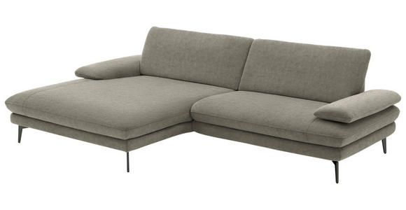 ECKSOFA in Velours Grau 184/284 cm - Schwarz/Grau, Design, Textil/Metall (184/284cm) - Dieter Knoll