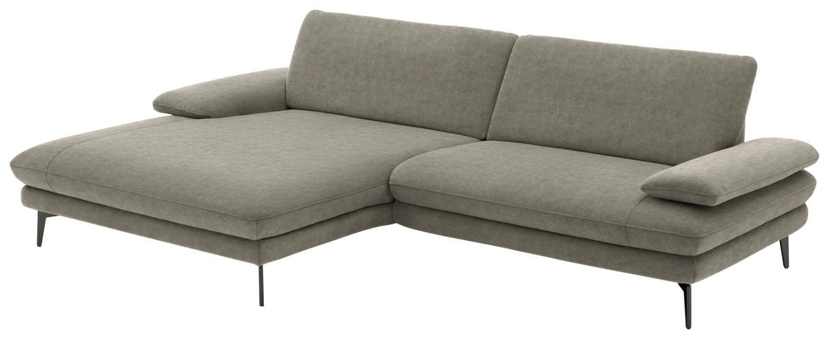 ECKSOFA in Velours Grau  - Schwarz/Grau, Design, Textil/Metall (184/284cm) - Dieter Knoll