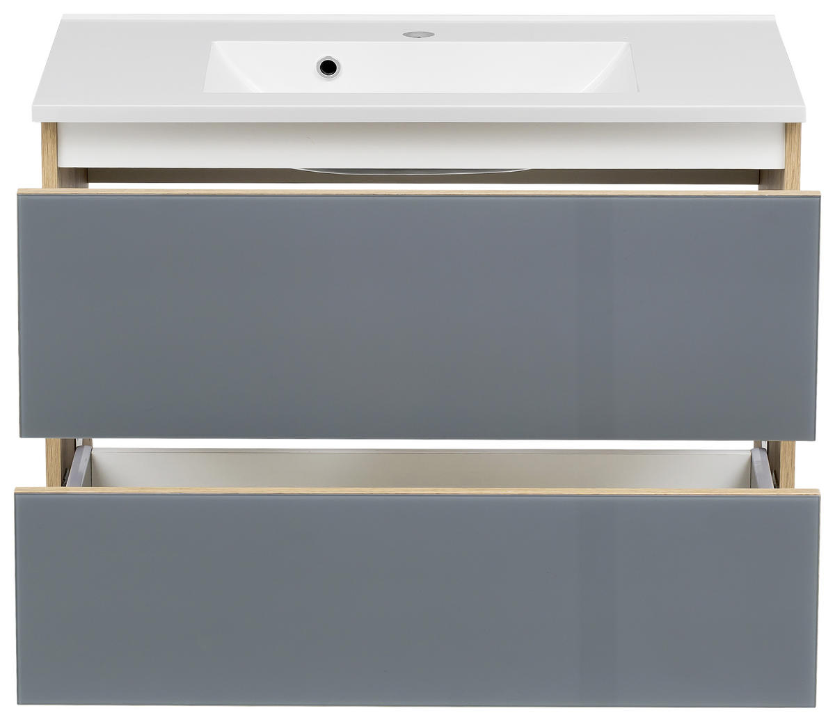 BADEZIMMER  in 80 cm  - Weiss/Eichefarben, Konventionell, Glas/Holzwerkstoff (80cm) - Held