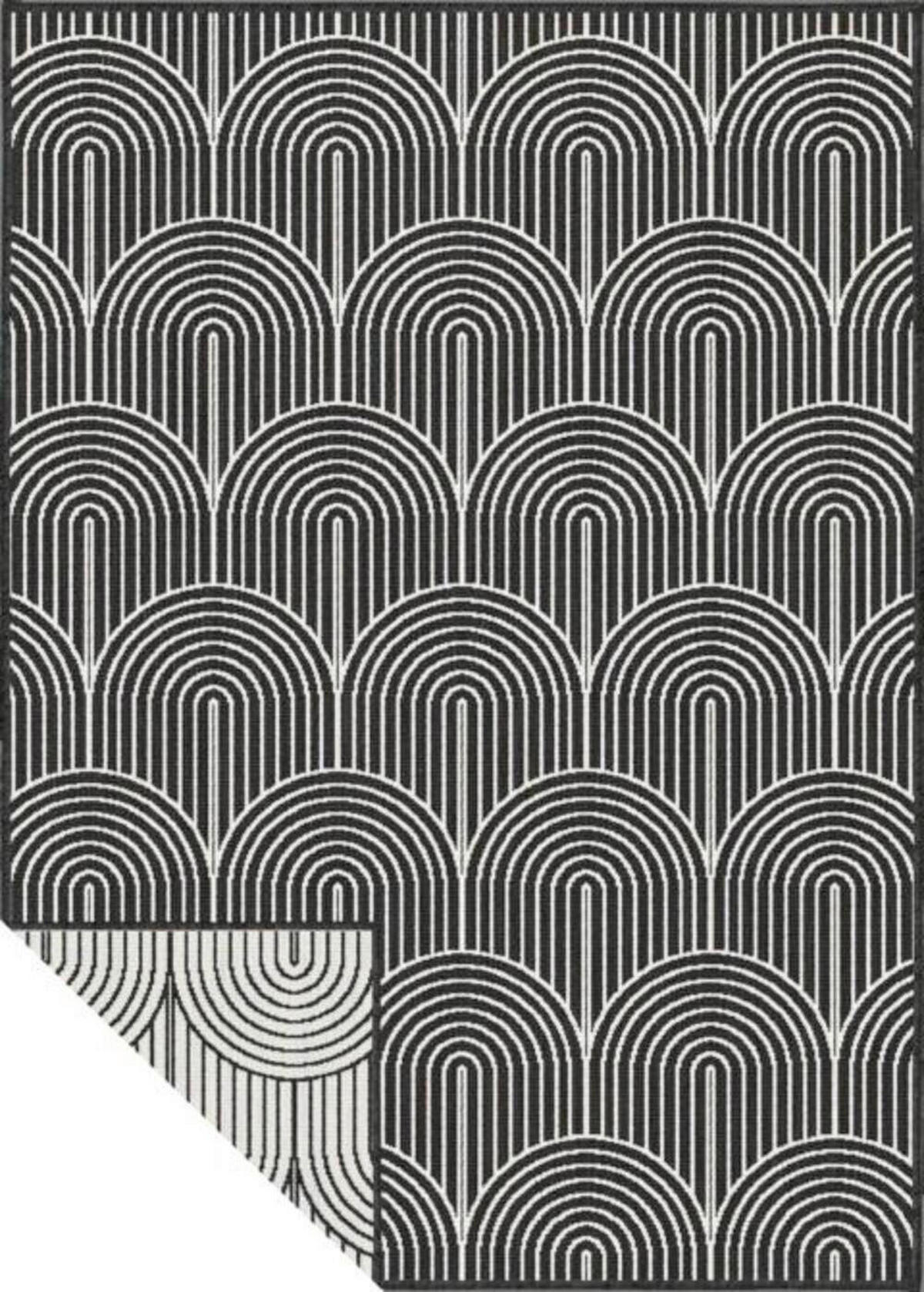 OUTDOORTEPPICH 80/150 cm Pangli Schwarz, Weiß  - Schwarz/Weiß, Design, Kunststoff (80/150cm)