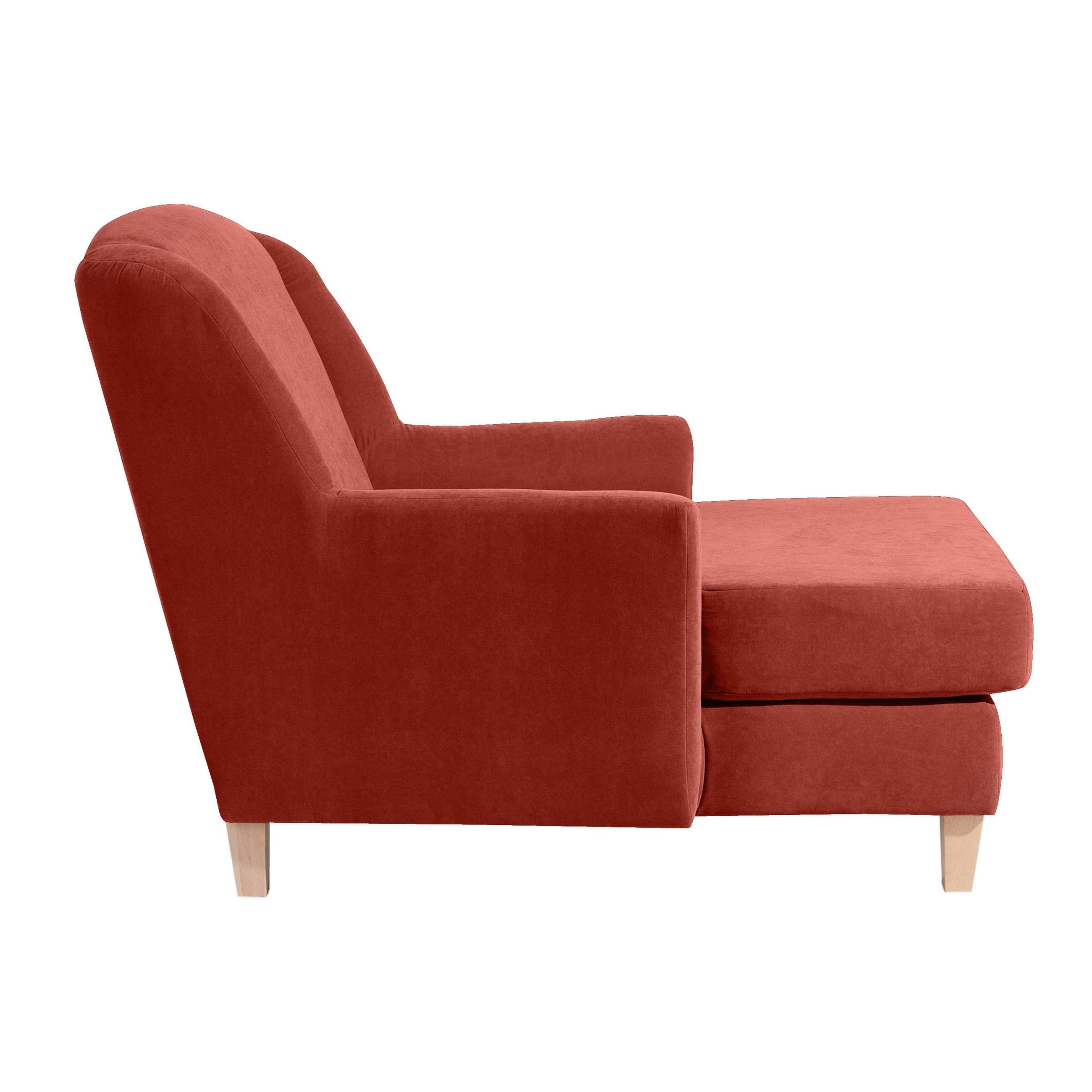 XXL-SESSEL Velours Terracotta    - Terracotta/Naturfarben, MODERN, Holz/Holzwerkstoff (136/107/142cm) - Max Winzer