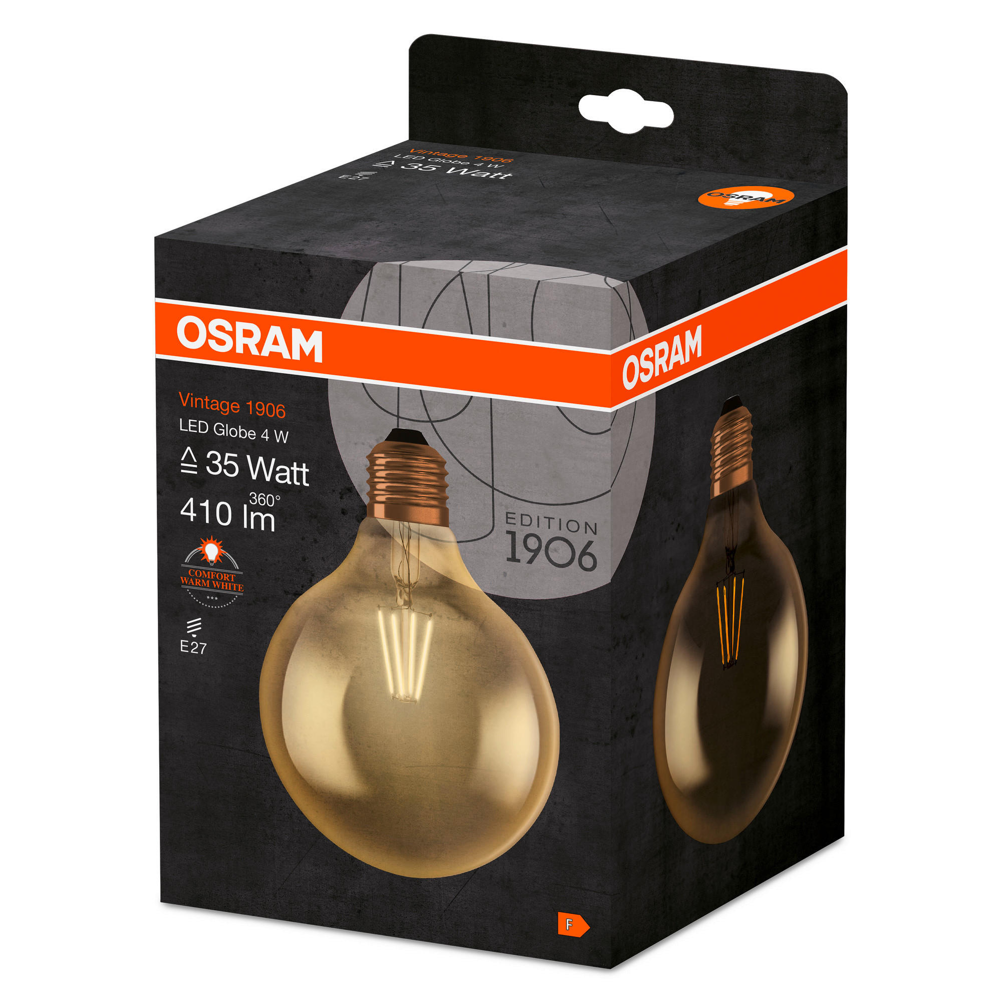 LED-LEUCHTMITTEL   E27 4 W 410 lm  - Goldfarben, Basics, Glas (12,4/16,8cm) - Osram