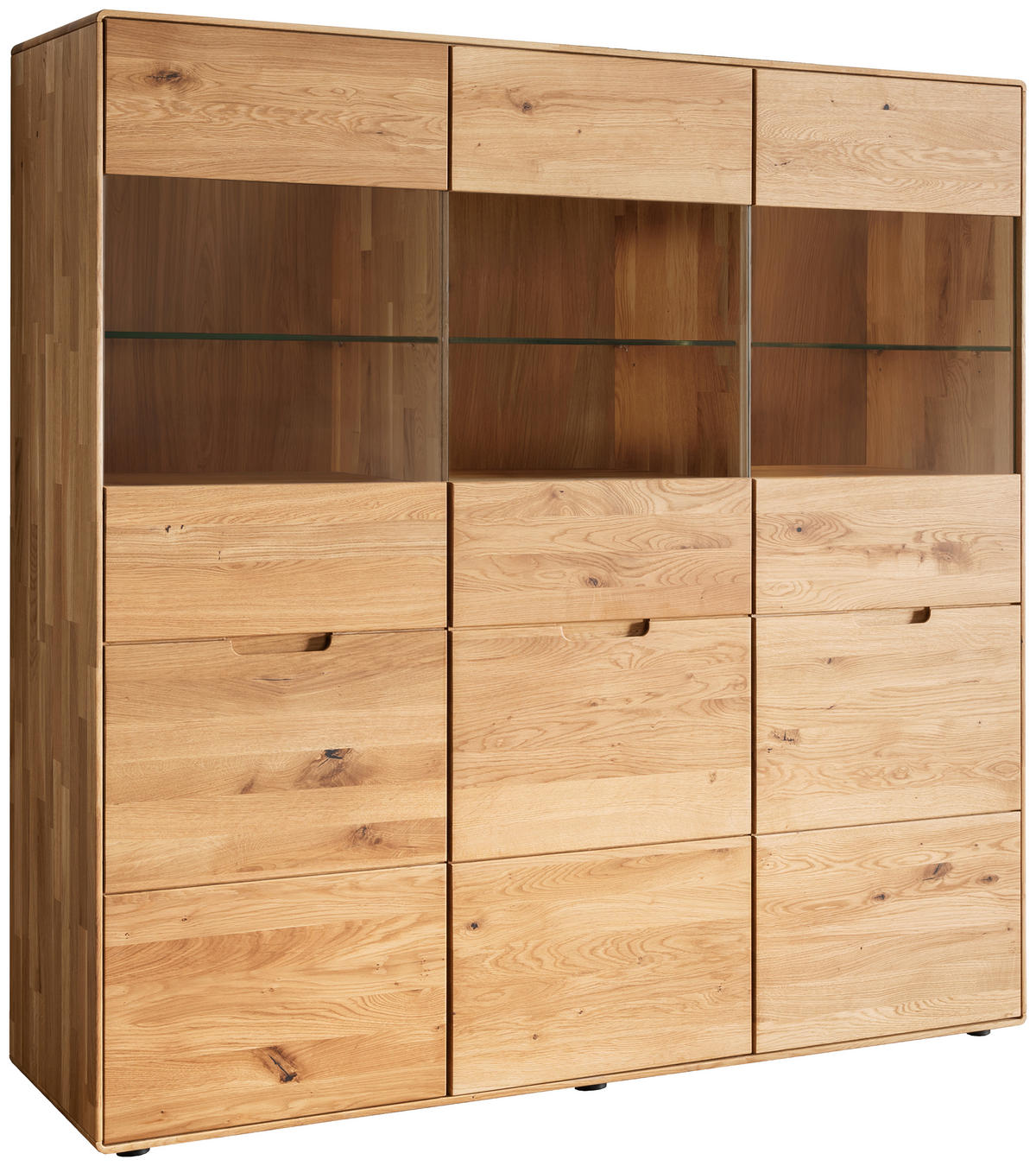 HIGHBOARD  in 149/145/40 cm  - Wildeiche, KONVENTIONELL, Glas/Holz (149/145/40cm) - Linea Natura