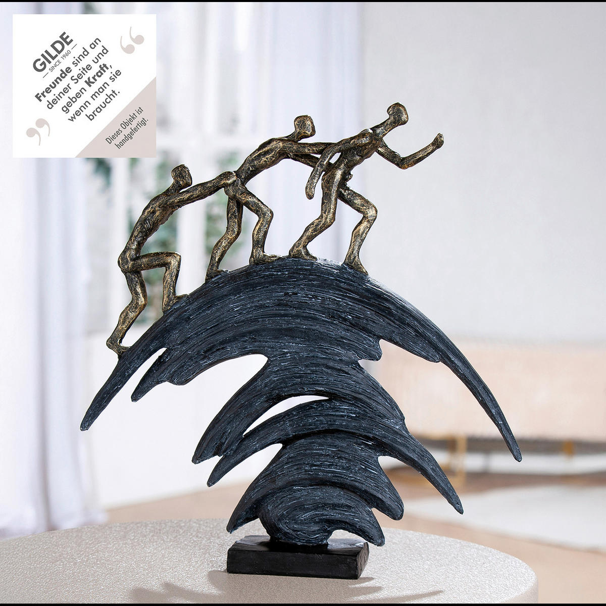 SKULPTUR - Bronzefarben/Grau, Basics, Kunststoff (36/37/7,5cm)
