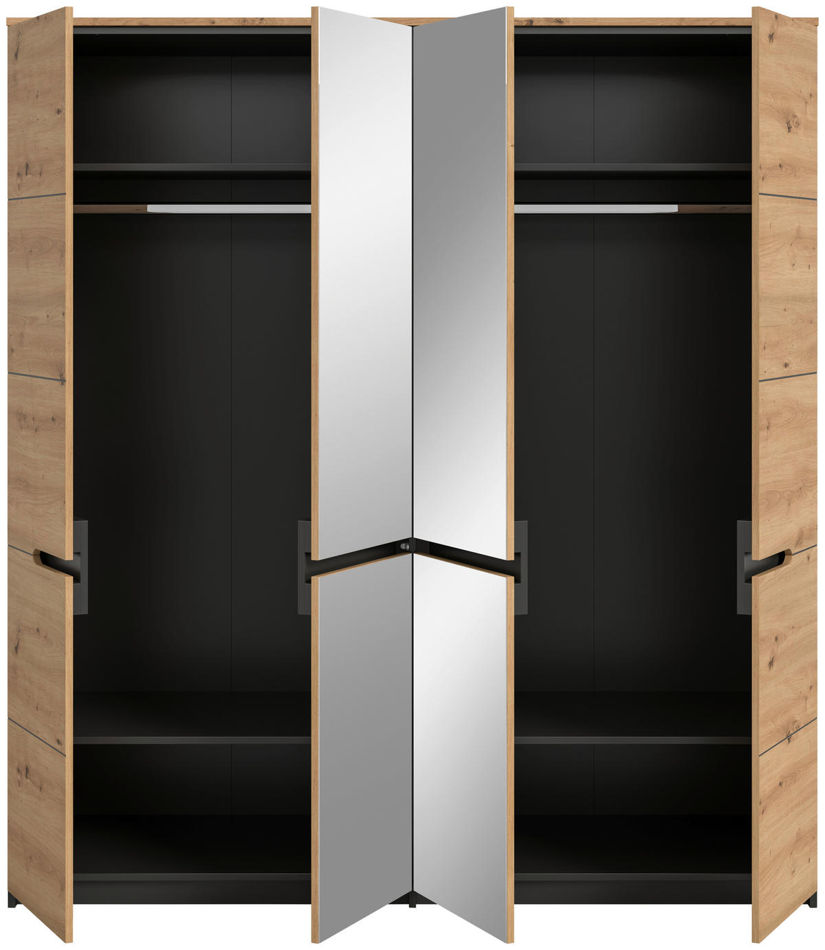 DREHTÜRENSCHRANK 180/198/59 cm,  in Grau, Eiche Artisan, 4-türig  - Eiche Artisan/Grau, MODERN, Glas/Holzwerkstoff (180/198/59cm) - MID.YOU