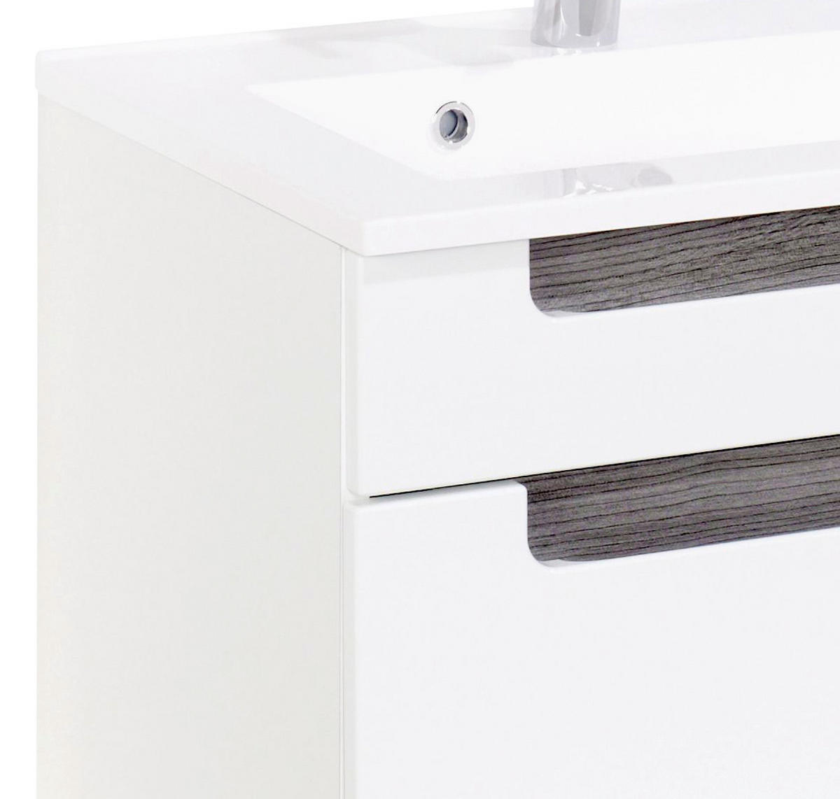 Waschtischkombination in 60 cm  - Weiss/Silbereichenfarben, Modern, Holzwerkstoff/Stein (60cm) - Held