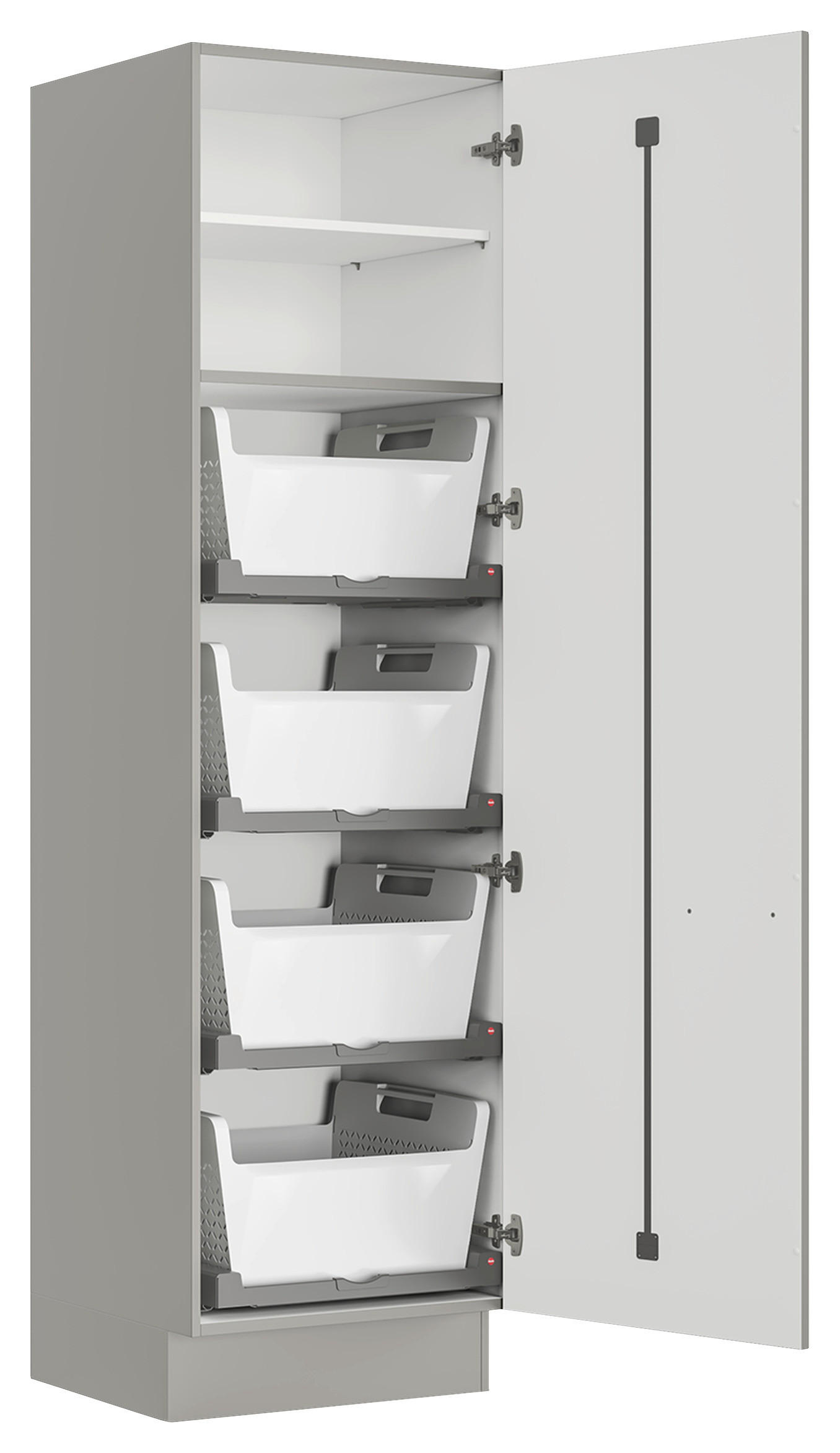 WÄSCHESCHRANK 60/216,6/58,2 cm  in Grau  - Edelstahlfarben/Grau, MODERN, Holzwerkstoff/Metall (60/216,6/58,2cm) - Nobilia